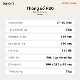 Giá đỡ màn hình North Bayou F80 1 màn 17-30 inch 9 kg Rãnh đi dây VESA 75x75 100x100 mm Xám arm màn hình 9