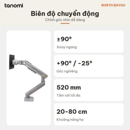 Giá đỡ màn hình North Bayou A5 1 màn 17-32 inch 2-9 kg Lò xo xoắn Pad VESA rời Kẹp bàn arm màn hình 5