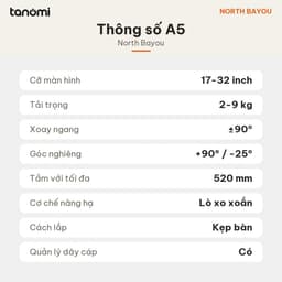 Giá đỡ màn hình North Bayou A5 1 màn 17-32 inch 2-9 kg Lò xo xoắn Pad VESA rời Kẹp bàn arm màn hình 8
