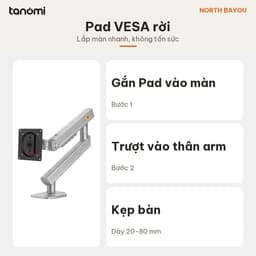 Giá đỡ màn hình North Bayou A5 1 màn 17-32 inch 2-9 kg Lò xo xoắn Pad VESA rời Kẹp bàn arm màn hình 6