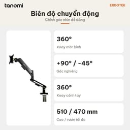 Giá đỡ màn hình Ergotek EZ100 PRO 1 màn 27-40 inch 3-12 kg Xoay cánh tay 360° VESA 75x75 100x100 mm 6
