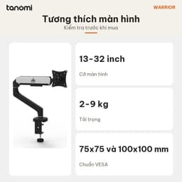 Giá đỡ màn hình Warrior WA-MH0801 1 màn 13-32 inch 2-9 kg VESA 75x75 100x100 mm arm màn hình 4