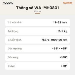 Giá đỡ màn hình Warrior WA-MH0801 1 màn 13-32 inch 2-9 kg VESA 75x75 100x100 mm arm màn hình 7