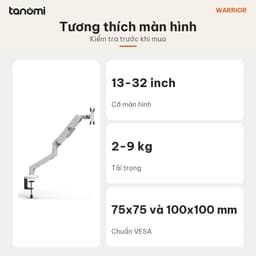 Giá đỡ màn hình Warrior WA-MH0802 1 màn 13-32 inch 2-9 kg VESA 75x75 100x100 mm Trắng arm màn hình 4