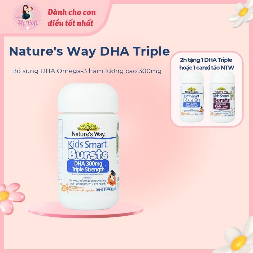 Viên Uống Nature's Way DHA Triple cho bé hàm lượng cao 300mg 50 Viên - Mẹ Rofi