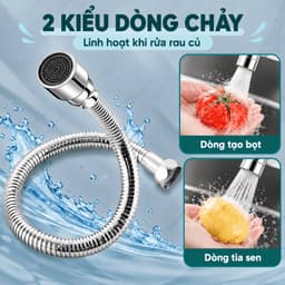 Dây nối vòi nước vạn năng, xoay 720 độ chất liệu inox 304 chống gỉ, chịu nhiệt sử dụng đa năng cho nhiều loại vòi 9