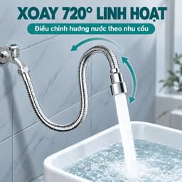 Dây nối vòi nước vạn năng, xoay 720 độ chất liệu inox 304 chống gỉ, chịu nhiệt sử dụng đa năng cho nhiều loại vòi 6