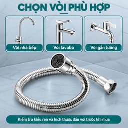 Dây nối vòi nước vạn năng, xoay 720 độ chất liệu inox 304 chống gỉ, chịu nhiệt sử dụng đa năng cho nhiều loại vòi 3