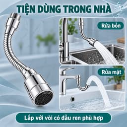 Dây nối vòi nước vạn năng, xoay 720 độ chất liệu inox 304 chống gỉ, chịu nhiệt sử dụng đa năng cho nhiều loại vòi 2