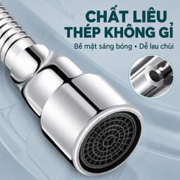 Dây nối vòi nước vạn năng, xoay 720 độ chất liệu inox 304 chống gỉ, chịu nhiệt sử dụng đa năng cho nhiều loại vòi 4