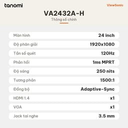 Màn hình văn phòng ViewSonic VA2432A-H 24 inch IPS Full HD 120Hz Adaptive-Sync học tập bảo vệ mắt 6