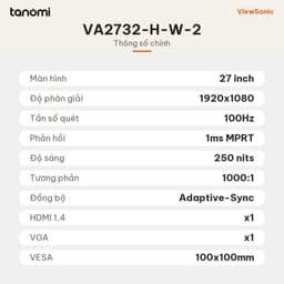 Màn hình văn phòng ViewSonic VA2732-H-W-2 27 inch IPS Full HD 100Hz Adaptive-Sync Trắng học tập 6