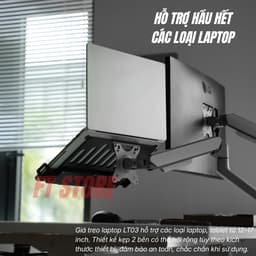 Giá Treo Laptop Gắn Arm Màn Hình VESA HyperWork LT03 - Khay Đỡ Máy Tính, Tablet 12-17 Inch Tản Nhiệt Tốt, Chắc Chắn 8