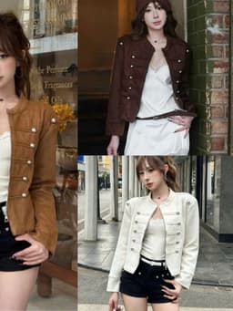 Áo Khoác Da Lộn Nữ 2 Lớp Dáng Ngắn Cổ Đứng Khóa Kéo Cúc Nổi Sang Chảnh Phong Cách Hàn Quốc 6