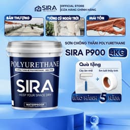 [4kg] Sơn chống thấm Polyurethane SIRA P900 4kg cho sân thượng, tường mái tôn, tường cũ ngoài trời 1