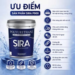 [15kg] Sơn chống thấm Polyurethane SIRA P900 15kg cho sân thượng tường cũ mái tôn 5