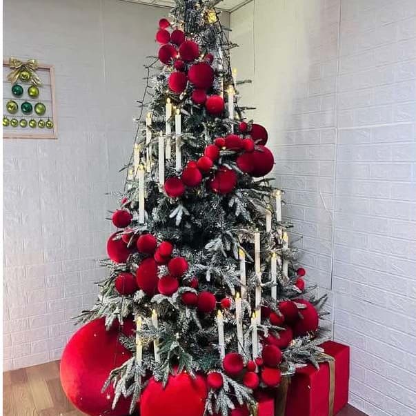 Set châu nhung SIZE 4-6-8-10-12-16 CM Đồ trang trí cây thông noel rực rỡ