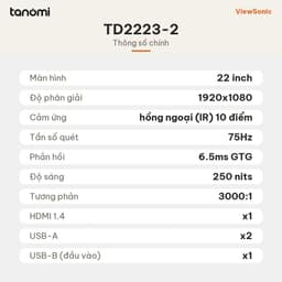 Màn hình cảm ứng ViewSonic TD2223-2 22 inch VA Full HD 75Hz cảm ứng hồng ngoại bán hàng kiosk học tập 4