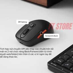 Chuột Không Dây Đa Thiết Bị HyperWork MS01M Silentium Mini - Bluetooth 5.1 & Wireless 2.4GHz, Chống Ồn, Pin 200 G 6