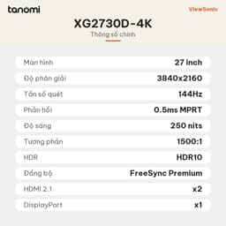Màn hình gaming ViewSonic XG2730D-4K 27 inch IPS 144Hz Dual Mode 288Hz 0.5ms MPRT chơi game FPS 7