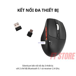 Chuột Không Dây Công Thái Học HyperWork Silentium MS01 - Bluetooth 5.1 & Wireless, Click Silent Đa Thiết Bị, Pin 300 Giờ 4