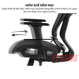 Ghế Công Thái Học Lưới HyperWork Airy OC02 - Ngồi Êm Thoáng Khí, Ngả 135 Độ, Trượt Mâm Ghế, Piston BIFMA 6