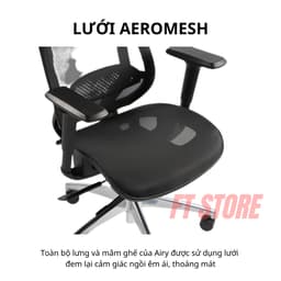 Ghế Công Thái Học Lưới HyperWork Airy OC02 - Ngồi Êm Thoáng Khí, Ngả 135 Độ, Trượt Mâm Ghế, Piston BIFMA 4