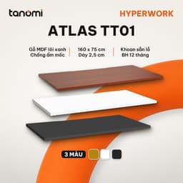 Mặt bàn gỗ 1m6 HyperWork Atlas TT01 160x75 cm Dày 25 mm Gỗ E1 Khoan lỗ sẵn mặt bàn làm việc mặt bàn nâng hạ 1