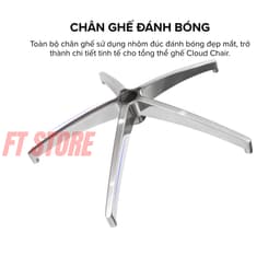 Ghế Công Thái Học HyperWork Cloud Chair OC03 - Đệm PU Foam 55kg/m3, Lưới AeroMesh Thoáng Khí, Ngả 125 Độ, Chân Nhôm Đúc 4