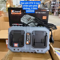 ĐẾ SẠC ĐÔI 2 PIN 21V_1.5AH CHÂN PHỔ THÔNG KAPUSI K00009 CẤM ĐIỆN TRỰC TIẾP 220V 1