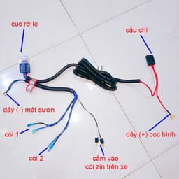 Bộ dây điện độ còi xe hơi, xe máy 12V, Dây đồng nguyên chất bọc vỏ chống cháy, bộ dây điện rơle xe hơi 2