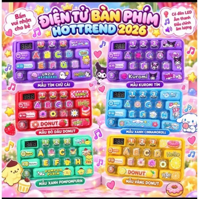 [Nhiều Mẫu-Loại 1] Đồ Chơi Bàn Phím Keyboard POP IT Cho Bé, Có Đèn Phát Sáng, Giải Trí Vui Nhộn