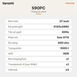 Màn hình đồ hoạ Samsung ViewFinity S9 S90PC LS27C900PAEXXV 27 inch IPS 5K 60Hz Thunderbolt 4 90W Loa 5W x 2 7