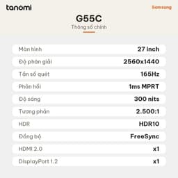 Màn hình gaming cong Samsung Odyssey G5 G55C LS27CG552EEXXV 27 inch VA 2K 165Hz 1ms MPRT Cong 1000R 7