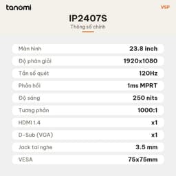 Màn hình văn phòng VSP IP2407S 23.8 inch IPS Full HD 120Hz TÜV Rheinland làm việc học tập bảo vệ mắt 7