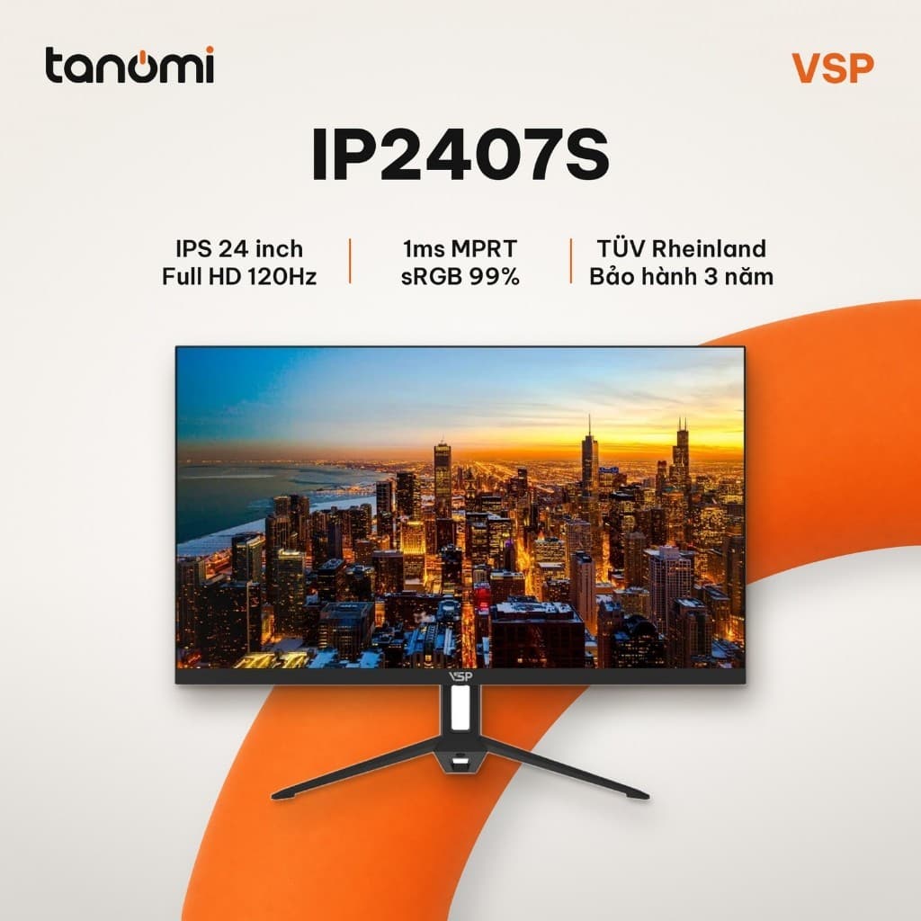 Màn hình văn phòng VSP IP2407S 23.8 inch IPS Full HD 120Hz TÜV Rheinland làm việc học tập bảo vệ mắt