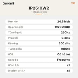 Màn hình gaming VSP IP2510W2 24.5 inch Fast IPS Full HD 260Hz 0.3ms chơi game FPS FreeSync HDR bảo hành 3 năm 7