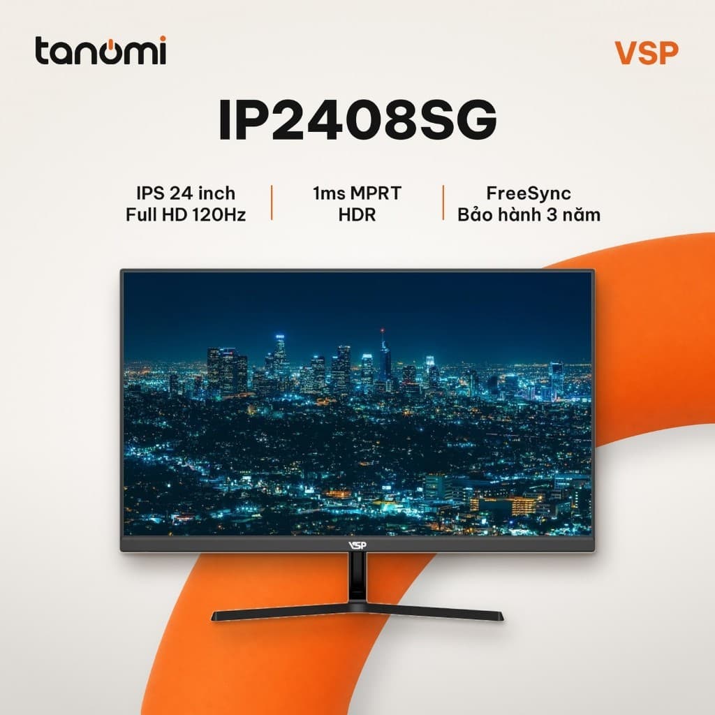 Màn hình văn phòng VSP IP2408SG 23.8 inch IPS Full HD 120Hz FreeSync làm việc học tập HDR bảo hành 3 năm