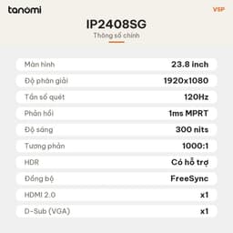 Màn hình văn phòng VSP IP2408SG 23.8 inch IPS Full HD 120Hz FreeSync làm việc học tập HDR bảo hành 3 năm 7