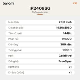 Màn hình gaming VSP IP2409SG 23.8 inch IPS Full HD 144Hz 1ms chơi game FreeSync HDR viền mỏng bảo hành 3 năm 7