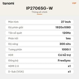 Màn hình văn phòng VSP IP2706SG-W IPS Full HD 27 inch 120Hz Màu trắng làm việc học tập bảo hành 3 năm 7