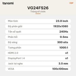Màn hình gaming VSP VG24FS26 23.8 inch IPS Full HD 240Hz 0.5ms chơi game FPS 260Hz bảo hành 3 năm 7