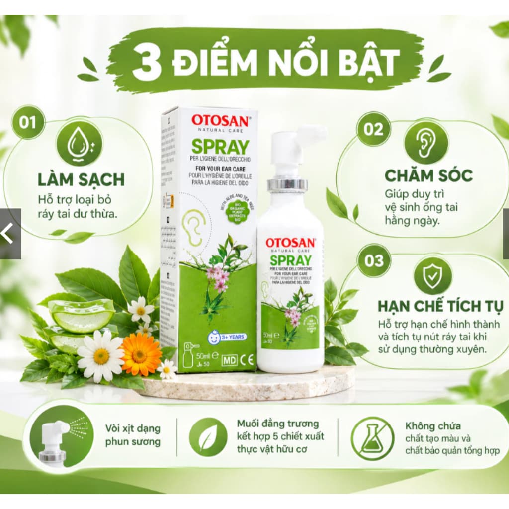 Xịt tai Otosan Spray (50 ml) giúp vệ sinh tai hằng ngày,hỗ trợ loại bỏ ráy tai .[trẻ từ 3 tuổi trở lên ]< BUN BUN SHOP