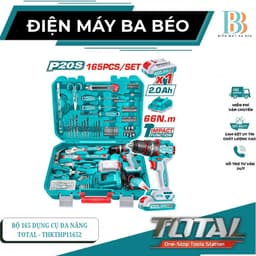Bộ 165 món bao gồm máy khoan búa không chổi than dùng pin 20V TIDLI20668 total - THKTHP11652 1