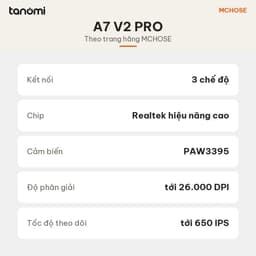 Chuột gaming không dây MCHOSE A7 V2 Pro HW-A7V2-2 3 chế độ kết nối nhẹ 59g cảm biến PAW3395 DPI 26.000 8K Trắng 8