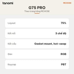 Bàn phím cơ không dây MCHOSE G75 Pro G75-12A 3 chế độ kết nối Gasket Hot-swap RGB keycap PBT Trắng tuyết 8