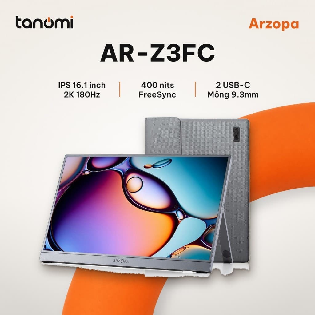 Màn hình di động Arzopa AR-Z3FC IPS 16.1 inch 180Hz 2K QHD USB-C mỏng nhẹ FreeSync bảo hành 2 năm