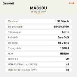 Màn hình đồ hoạ BenQ MA320U 31.5 inch IPS 4K 60Hz DisplayHDR 600 dùng MacBook thiết kế chỉnh ảnh 3
