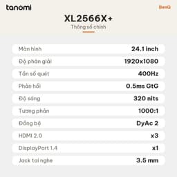 Màn hình gaming BenQ ZOWIE XL2566X+ 24.1 inch Fast TN Full HD 400Hz DyAc 2 chơi game FPS esports 5