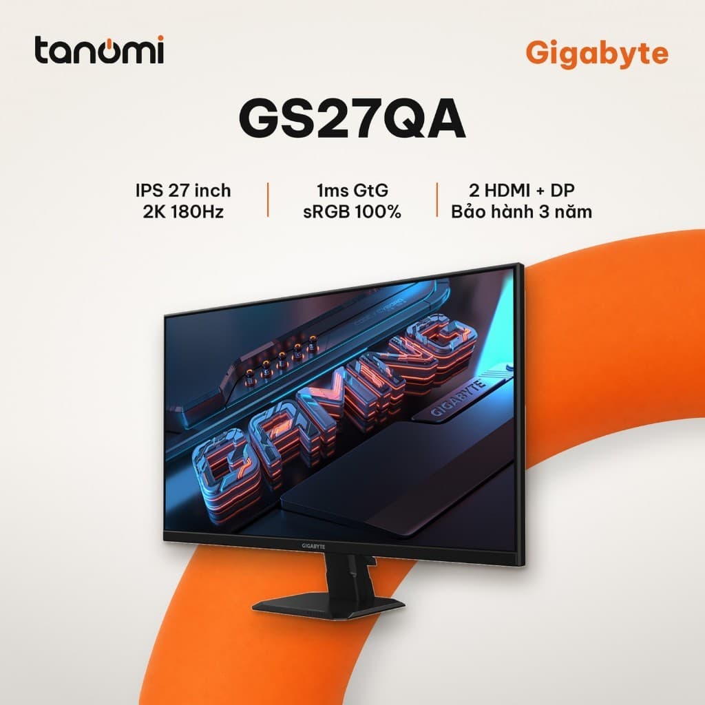 Màn hình gaming Gigabyte GS27QA 27 inch Super Speed IPS 2K 180Hz 1ms chơi game sRGB 100 bảo hành 3 năm